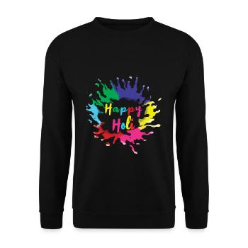 Happy Holi Festival Farbenfreude - Unisex Pullover - Schwarz - Vorne - Alina (178cm) & Michal (187cm)