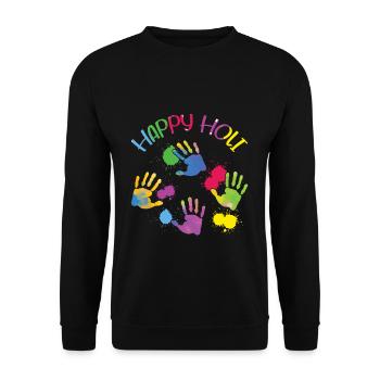 Happy Holi Farbenfrohes Holi Festival - Unisex Pullover - Schwarz - Vorne - Alina (178cm) & Michal (187cm)