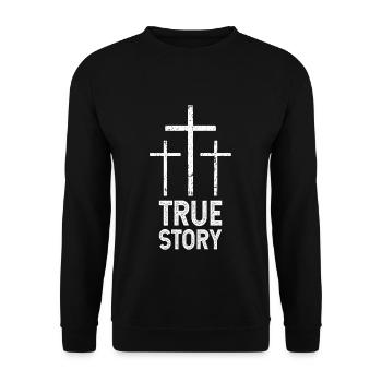 Histoire vraie de Pâques Trois Croix Design - Sweat-shirt Unisexe - noir - Devant - Alina (178cm) & Michal (187cm)