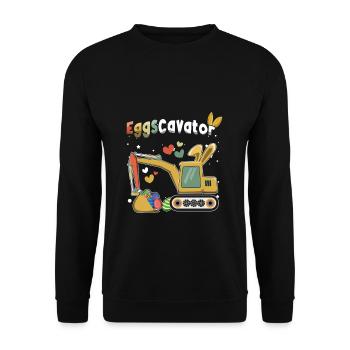 Ostern Eggscavator Bagger Eier - Unisex Pullover - Schwarz - Vorne - Alina (178cm) & Michal (187cm)