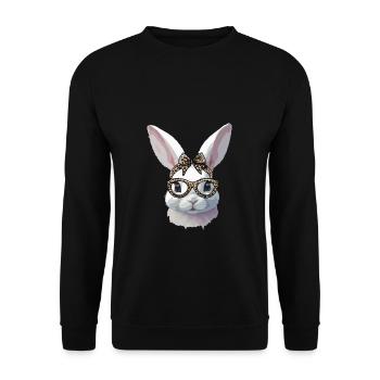 Easter bunny with glasses and bow - Unisex Sweatshirt - black - Front - Alina (178cm) & Michal (187cm)