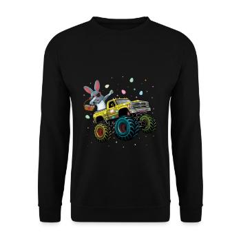 Ostern Bunny Monstertruck Eier Abenteuer - Unisex Pullover - Schwarz - Vorne - Alina (178cm) & Michal (187cm)