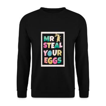 Pâques, M. Steal Your Eggs Bunny - Sweat-shirt Unisexe - noir - Devant - Alina (178cm) & Michal (187cm)