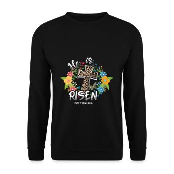 Easter He Is Risen Matthew 28:6 - Unisex Sweatshirt - black - Front - Alina (178cm) & Michal (187cm)
