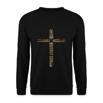Ostern Gott Liebte Die Welt Kreuz - Unisex Pullover - Schwarz - Vorne - Alina (178cm) & Michal (187cm)