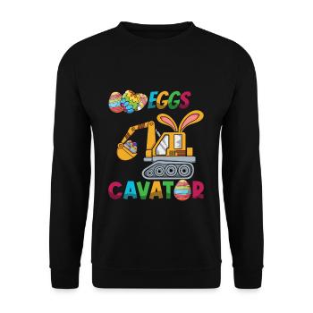 Ostern Eggscavator Bagger Spaß - Unisex Pullover - Schwarz - Vorne - Alina (178cm) & Michal (187cm)