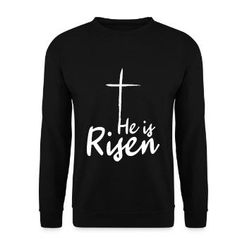 Easter He Is Risen Cross Motif - Unisex Sweatshirt - black - Front - Alina (178cm) & Michal (187cm)