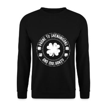 St. Patrick's Day Clover Shenanigans and Malarkey - Unisex Sweatshirt - black - Front - Alina (178cm) & Michal (187cm)