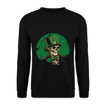 Saint Patrick's Day Skull with Top Hat - Unisex Sweatshirt - black - Front - Alina (178cm) & Michal (187cm)