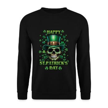 Happy St Patrick's Day Skull with Shamrocks - Unisex Sweatshirt - black - Front - Alina (178cm) & Michal (187cm)