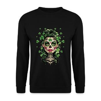 Jour de la Saint Patrick Crâne Femmes Masque - Sweat-shirt Unisexe - noir - Devant - Alina (178cm) & Michal (187cm)