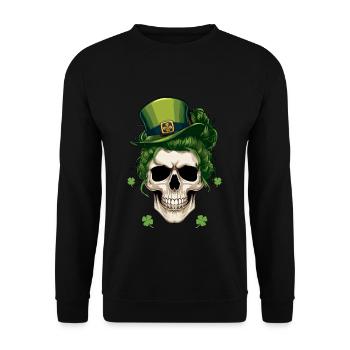 Crâne avec chapeau vert pour la Saint-Patrick - Sweat-shirt Unisexe - noir - Devant - Alina (178cm) & Michal (187cm)