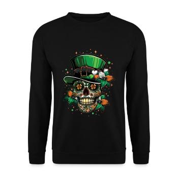 Crâne irlandais avec trèfle pour la Saint-Patrick - Sweat-shirt Unisexe - noir - Devant - Alina (178cm) & Michal (187cm)