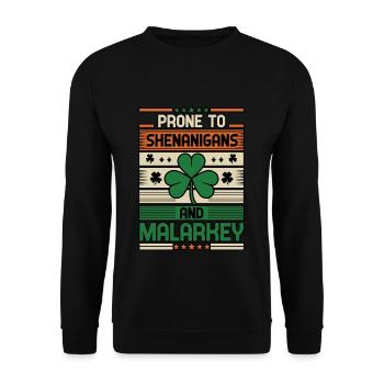 Sujet aux manigances et à la Saint-Patrick de Malarkey - Sweat-shirt Unisexe - noir - Devant - Alina (178cm) & Michal (187cm)