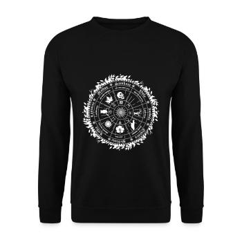 Ostara Wheel of Seasons Magic Symbols - Unisex Sweatshirt - black - Front - Alina (178cm) & Michal (187cm)