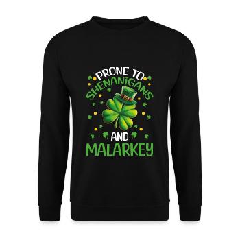 Manigances de la Saint-Patrick Malarkey Shamrock - Sweat-shirt Unisexe - noir - Devant - Alina (178cm) & Michal (187cm)