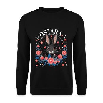 Lapin Ostara avec couronne de fleurs et d’étoiles - Sweat-shirt Unisexe - noir - Devant - Alina (178cm) & Michal (187cm)