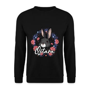 Ostara Bunny with Flower Wreath Magical Spring - Unisex Sweatshirt - black - Front - Alina (178cm) & Michal (187cm)
