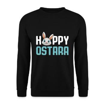 Cheerful Ostara Rabbit Motif - Unisex Sweatshirt - black - Front - Alina (178cm) & Michal (187cm)