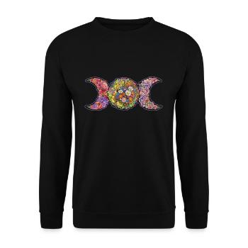Ostara Blossoms Triple Moon Symbol - Unisex Sweatshirt - black - Front - Alina (178cm) & Michal (187cm)