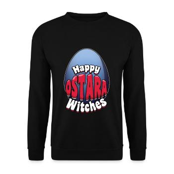 Happy Ostara Witches Ostara Egg Motif - Unisex Sweatshirt - black - Front - Alina (178cm) & Michal (187cm)