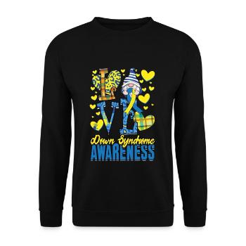 Amour Syndrome de Down Conscience Gnome Coeur - Sweat-shirt Unisexe - noir - Devant - Alina (178cm) & Michal (187cm)