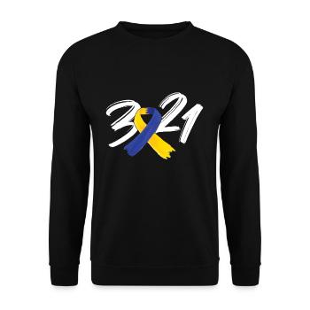 Down Syndrome 321 Blue Yellow Ribbon - Unisex Sweatshirt - black - Front - Alina (178cm) & Michal (187cm)