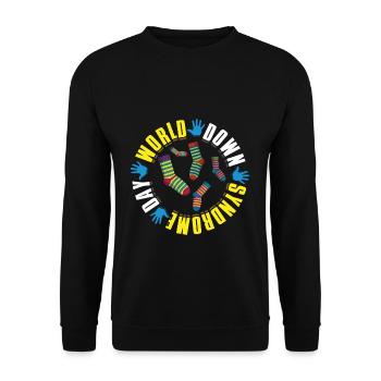 World Down Syndrome Day Colorful Socks - Unisex Sweatshirt - black - Front - Alina (178cm) & Michal (187cm)