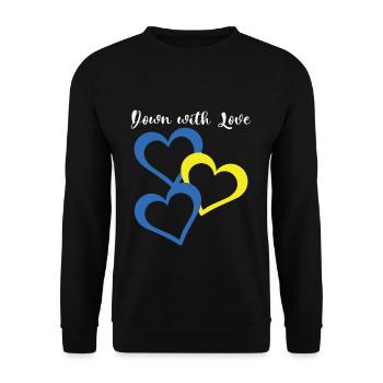 Down With Love Down Syndrome Hearts - Unisex Sweatshirt - black - Front - Alina (178cm) & Michal (187cm)