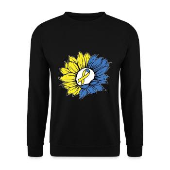 Down Syndrome Support Sunflower Band - Unisex Sweatshirt - black - Front - Alina (178cm) & Michal (187cm)
