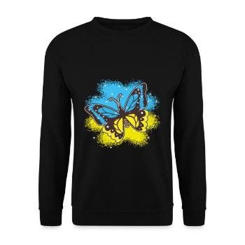 Schmetterling Farben Down Syndrom Unterstützung - Unisex Pullover - Schwarz - Vorne - Alina (178cm) & Michal (187cm)