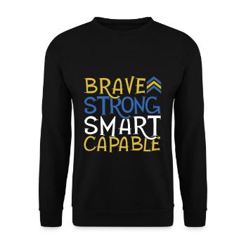 Courageux Fort Intelligent Capable Syndrome de Down Force - Sweat-shirt Unisexe - noir - Devant - Alina (178cm) & Michal (187cm)