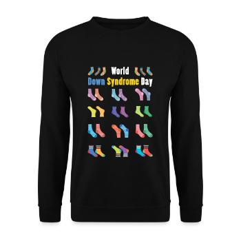 Welt Down Syndrom Tag Bunte Socken Vielfalt - Unisex Pullover - Schwarz - Vorne - Alina (178cm) & Michal (187cm)
