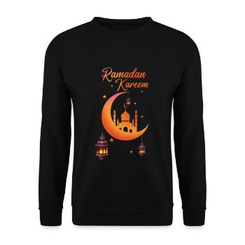 Eid Mubarak Ramadan Kareem Mosque Lanterns - Unisex Sweatshirt - black - Front - Alina (178cm) & Michal (187cm)