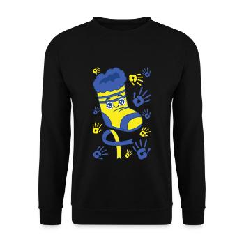 Chaussettes et empreintes de mains heureuses pour le syndrome de Down - Sweat-shirt Unisexe - noir - Devant - Alina (178cm) & Michal (187cm)