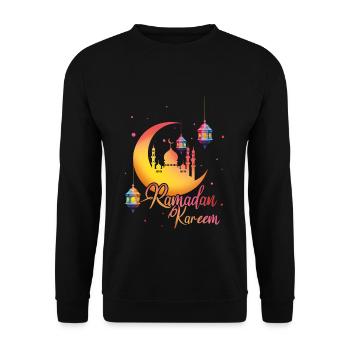 Ramadan Kareem Eid Mubarak Solemn Moonlight - Unisex Sweatshirt - black - Front - Alina (178cm) & Michal (187cm)