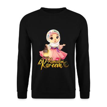 Eid Mubarak Ramadan Kareem Illustration with - Unisex Sweatshirt - black - Front - Alina (178cm) & Michal (187cm)