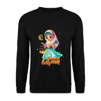 Fille de l’Aïd Moubarak avec la lanterne Ramadan Kareem - Sweat-shirt Unisexe - noir - Devant - Alina (178cm) & Michal (187cm)