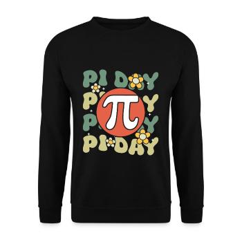 Pi Tag Retro Stylish Floral Motif - Unisex Sweatshirt - black - Front - Alina (178cm) & Michal (187cm)