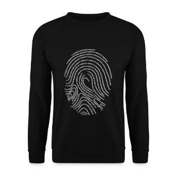 Pi Day: Mathematischer Fingerabdruck - Unisex Pullover - Schwarz - Vorne - Alina (178cm) & Michal (187cm)