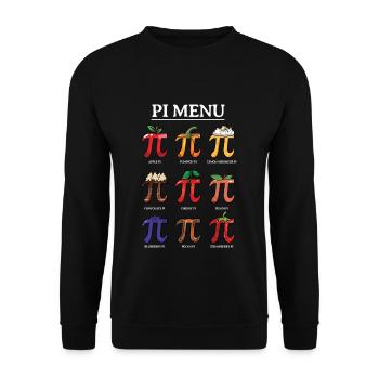 Pi Menü: Apfel, Kürbis, Zitrone und Mehr für - Unisex Pullover - Schwarz - Vorne - Alina (178cm) & Michal (187cm)