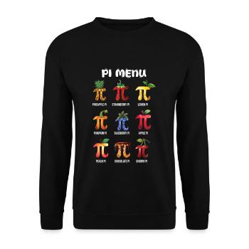 Pi Menü Fruchtige Pi Day Vielfalt - Unisex Pullover - Schwarz - Vorne - Alina (178cm) & Michal (187cm)