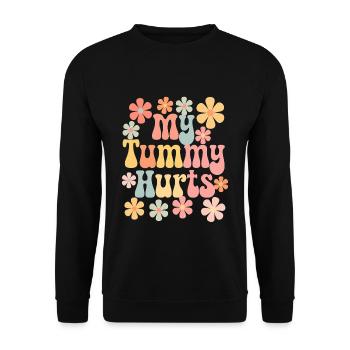 Bauchweh Blumen Design My Tummy Hurts - Unisex Pullover - Schwarz - Vorne - Alina (178cm) & Michal (187cm)
