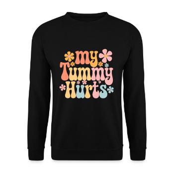 My Tummy Hurts Flower Motif - Unisex Sweatshirt - black - Front - Alina (178cm) & Michal (187cm)