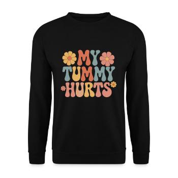 Stomach ache funny flower design - Unisex Sweatshirt - black - Front - Alina (178cm) & Michal (187cm)