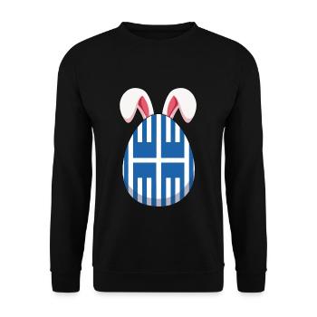 Greek Easter Egg with Ears Motif - Unisex Sweatshirt - black - Front - Alina (178cm) & Michal (187cm)