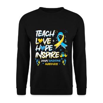 Teach Love Hope Inspire Down Syndrome - Unisex Sweatshirt - black - Front - Alina (178cm) & Michal (187cm)