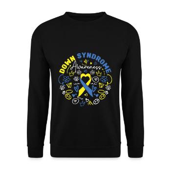 Sensibilisation au syndrome de Down Coeur Ruban Jaune - Sweat-shirt Unisexe - noir - Devant - Alina (178cm) & Michal (187cm)