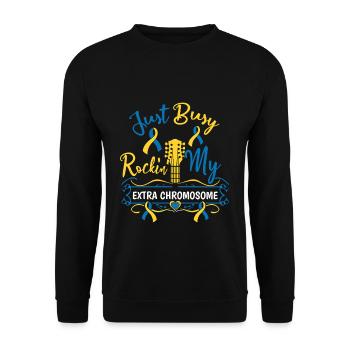 Down Syndrome Rockin' My Extra Chromosome - Unisex Sweatshirt - black - Front - Alina (178cm) & Michal (187cm)