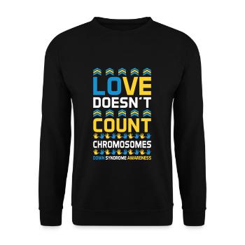 Liebe Zählt Keine Chromosomen Down Syndrom - Unisex Pullover - Schwarz - Vorne - Alina (178cm) & Michal (187cm)